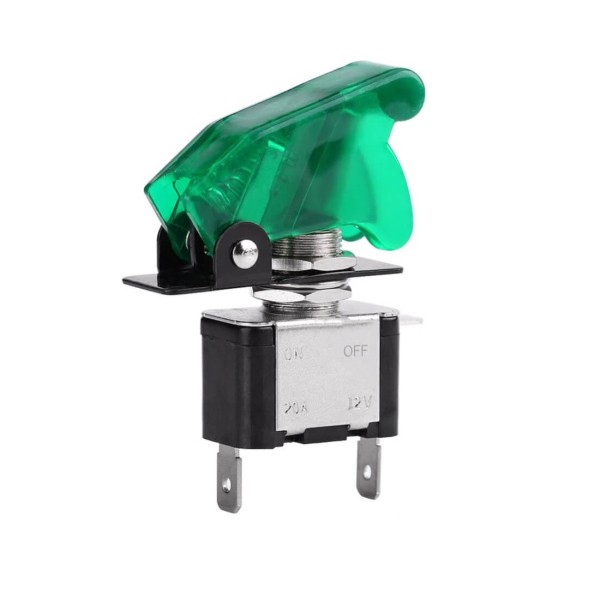 Comutator / Intrerupator metalic auto - ON si OFF, capac plastic verde